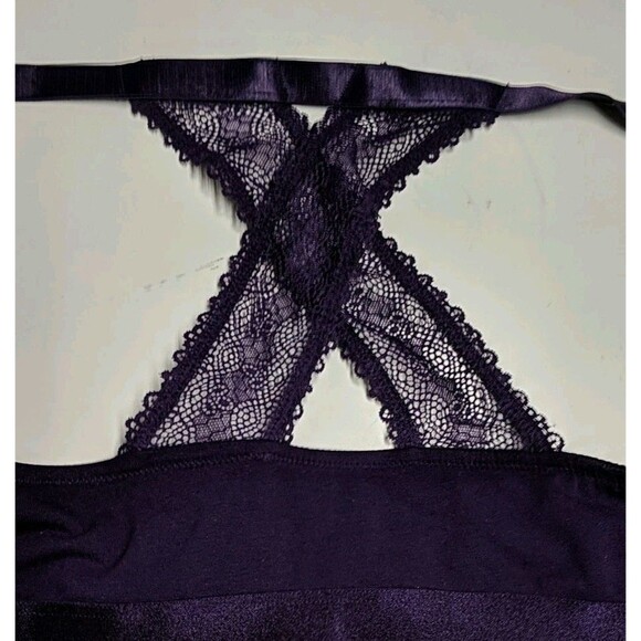 Cacique Bra 38DDD Boost Plunge Lace Back & Trims Cross Back Purple 38 DDD Front - Picture 9 of 9